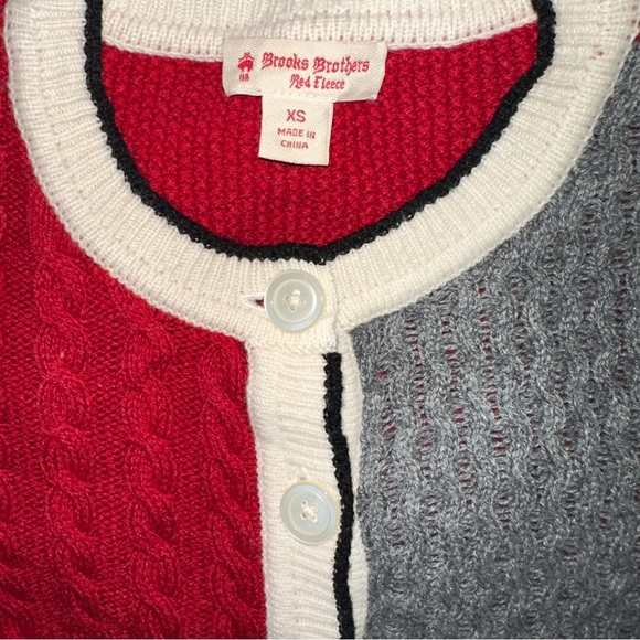 Brooks Brothers Red Fleece Cable Knit XS Christmas Merino Wool Cardigan Sweater - Picture 8 of 11